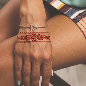 สติกเกอร์รอยสักชั่วคราวลายเฮนน่าสีสันสดใสสไตล์เรขาคณิตชาติพันธุ์รอยสักกันน้ำเหมาะสำหรับด้านหลังมือข้อมือ - Product Image 3