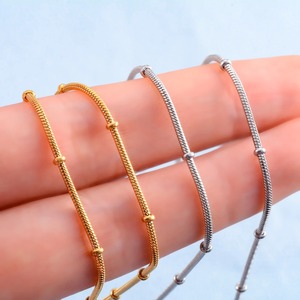 Dainty Thin <b>Necklace</b> for Women <b>Ladies</b> Stainless Steel Round Snake Chain with Bead <b>Choker</b> Gold/Silver Color Jewelry Accessories - Product Image 6