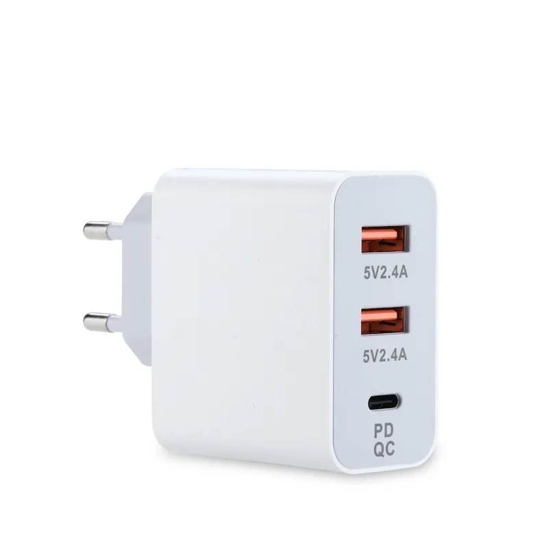 2020 Hot Selling 42W Type-C Usb-C Usb A Male Power Adapter 3 Ports Pd42w Qc3.0 Quick Fast for Wall Pd Euro Mobile Phone Charger