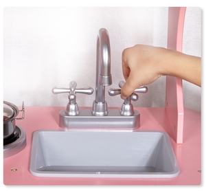2024 nouvelle forme filles rose cuisine jouets simuler cuisson cuisinière évier enfants jouer en bois cuisine jouets pour garçon et fille