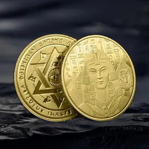 Moedas do sol de egípcio, moedas comemorativas de coleções, lembrança, presente de pirâmide ouro, deus, rainha, prata, antigo