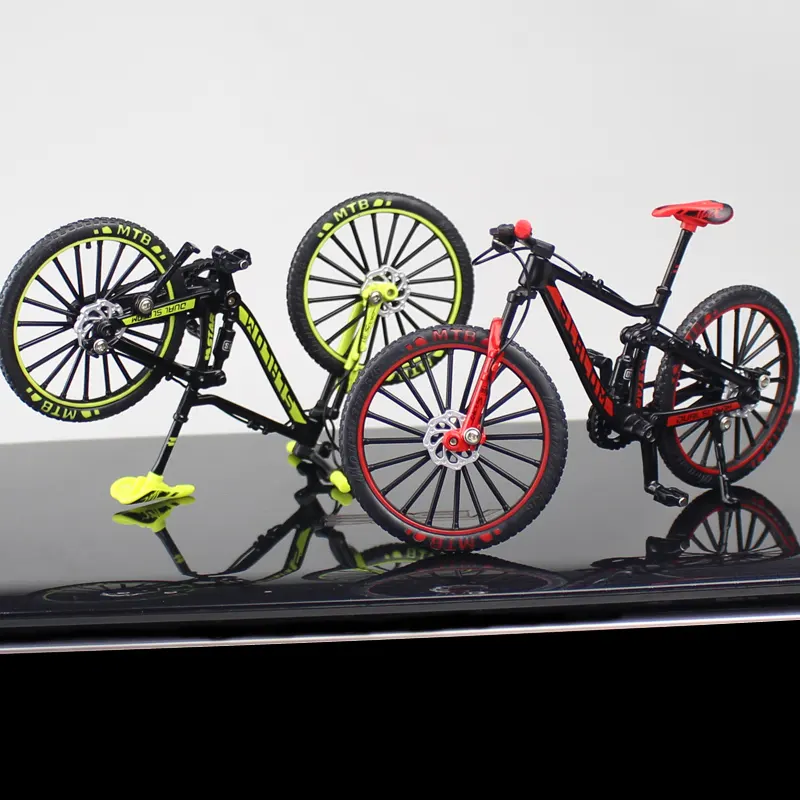 Mini 1/8 Legering Fiets Model Diecast Metalen Vinger Mountainbike Speelgoed Bocht Simulatie Collectie Speelgoed Voor Kinderen