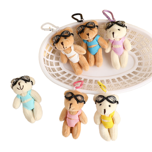 Cute Bear Key Ring Soft Small Stuffed Animal Toys with Diving Glasses and Swimwear Plush Keychain Peluches