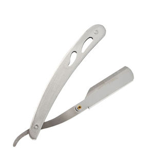 2025 vendita calda lame con Logo personalizzato rasoio da <span class=keywords><strong>barba</strong></span> nero manico solido in acciaio inossidabile <span class=keywords><strong>barbiere</strong></span> rasoio a bordo dritto - Product Image 4