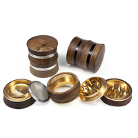 GA357030 Bois + Aluminium 4 couches Portable Pocket Metal Tobacco Herb Cigarette Hand Grinder Smoking Accessories