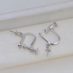 Boucles d'oreilles fantaisie amovibles en argent S925 pour femme, avec 6 à 10 perles incrustées, 954 boucles d'oreilles vides avec fil de bijouterie - Product Image 2