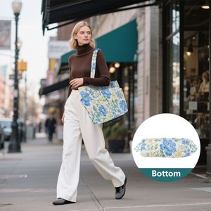 Sac fourre-tout matelassé grande capacité avec compartiment pour ordinateur portable et pochette pour trolley, imprimé floral personnalisé, pour la vente en gros - Product Image 5