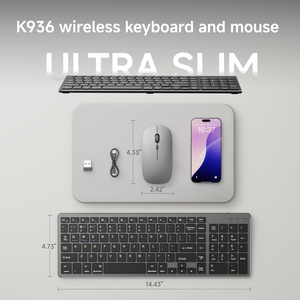 EWEADN k936 siêu mỏng RGB Backlit Bàn phím không dây và chuột thiết lập chế độ kép 2.4G có thể sạc lại thiết kế nhỏ gọn cho văn phòng sử dụng - Product Image 5