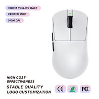 Souris de jeu tri-mode filaire/2.4G/multi-appareils PAW3311 24000 DPI 1000Hz faible latence 500mAh rechargeable 40-60g 40M+ clics pour PC