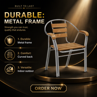 Chaise Minimaliste en Aluminium pour Extérieur avec Accoudoirs, Empilable, pour Salle à Manger, Jardin, Balcon, Parc