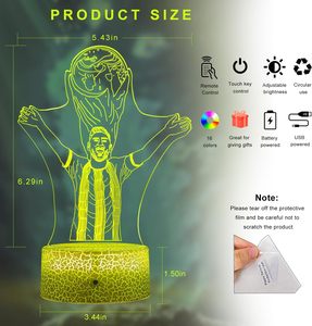3D <b>LED</b> Desk Lamp with 7-Color Changeable Night <b>Light</b> <b>USB</b> Charge Minimalist Design ABS Material 1-Year Warranty for Bedroom - Product Image 6