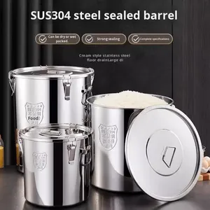 Conteneur de stockage <span class=keywords><strong>alimentaire</strong></span> commercial en acier inoxydable 304 avec couvercle, multifonctionnel, écologique, pour la conservation de la fraîcheur des soupes et du riz - Product Image 2