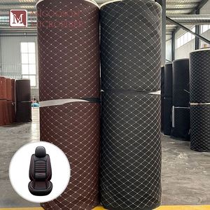 Embroidery Quilted Automotive Synthetic Leather PVC <b>Sponge</b> Leather Faux Upholstery Fabric Eco-Friendly <b>Sofa</b> Car Mat - Product Image 1