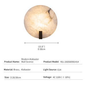 Brass Alabaster Wall Lamp Natural Stone Modern Zen Luxury Sconce Bedroom Bedside Hotel Villa Factory Wholesale High-end Moon Art - Product Image 4