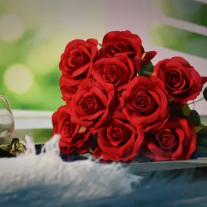 थोक फूल कृत्रिम रियल टच फूल गुलाब चीन घर की सजावट शादी
