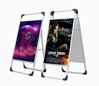Panneau publicitaire pliable double face en forme de A, robuste, avec glissière latérale, pour l'affichage d'affiches publicitaires