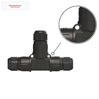 Conector Redondo Macho-Hembra de 3 Pines IP68, 32A 300V CA para Distribución de Iluminación Exterior