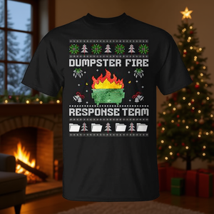 T-shirt avec motif de Noël de l'équipe de lutte contre les incendies Dumpster Fire Response Team Ugly Sweater - Product Image 3