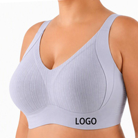 Sujetador Deportivo Sin Costuras SHANGBINI Color Lavanda Pastel, Talla Grande, Sin Varillas, Escote Profundo en V, Cobertura Total, Bralette Cómodo