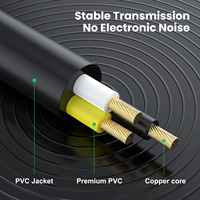 Câble audio stéréo 3 broches mâle-mâle 6,35 mm avec conducteur en cuivre et réduction du bruit pour systèmes PA, consoles de mixage et guitares