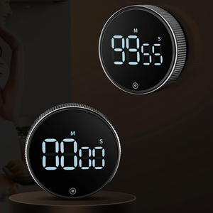Minuteur de cuisine numérique Dropshipme 60 min, contrôle tactile LED, horloge de compte à rebours magnétique ronde, alarme de rappel pour la cuisson - Product Image 1