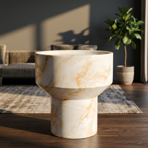 Elegant <b>White</b> Beige Marble Modern <b>Coffee</b> <b>Table</b> Unique Sculptural Shape Decorative 10-Year Warranty for Luxury Interiors - Product Image 2