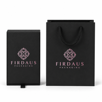 Coffret Cadeau de Luxe Noir pour Parfums avec Tiroir, Sac de Shopping, Logo Personnalisé, Emballage Rigide OEM, Fermeture Magnétique – Vente en Gros