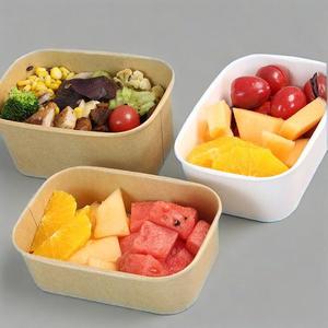 Disposable Paper Bowl Food <b>Container</b> Fast Food <b>Takeaway</b> Bowls Packaging <b>With</b> <b>Lids</b> Disposable Rectangle Paper Bowl - Product Image 3