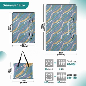 Outdoor Hawaiian Puakenikeni <b>Print</b> Zipper Picnic Mat <b>Extra</b> <b>Large</b> Foldable Women's Handbag Custom Beach Blanket Picnic Bag - Product Image 3