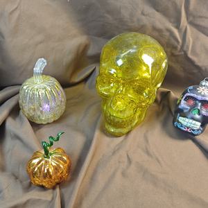 หัวผีทำจากแก้วลายฮาโลวีนมีไฟน่ากลัวสำหรับตกแต่งสวนงานฝีมือปาร์ตี้โครงกระดูกสยองขวัญ - Product Image 4