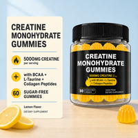 Gummies de créatine monohydrate OEM saveur citron sans sucre, complément sportif avec BCAA et peptides de collagène pour le soutien musculaire