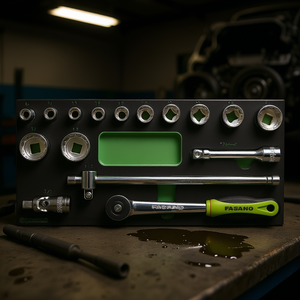 Fasano <b>Socket</b> <b>Set</b> 1/2 Inch Drive <b>12</b> <b>Point</b> Metric With Ratchet And Extension Bar For Automotive Repair - Product Image 3