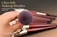 DailyQueen Kit de 16 pinceaux de maquillage de luxe bordeaux à manche en bois, poils synthétiques doux, pinceaux à poudre, pinceau éventail, application visage et yeux