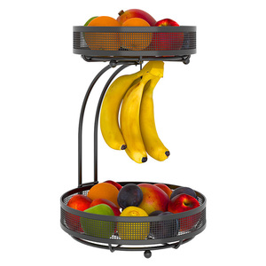 Panier à fruits chaud avec crochet pour bananes, panier à fruits à <span class=keywords><strong>2</strong></span> niveaux, en vente - Product Image 5