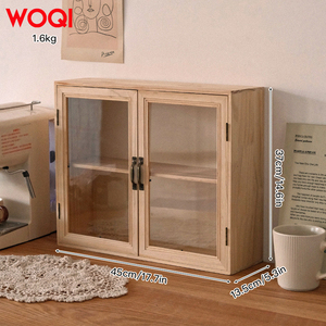 WOQI Vitrine en bois de haute qualité de style rétro avec porte en verre anti-poussière pour chambre à coucher, salon - Product Image 5