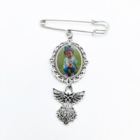 Pendentifs vierges par sublimation décoration badges ronds personnalisés cadeau de graduation imprimable Vintage bricolage ailes d'ange broche en métal