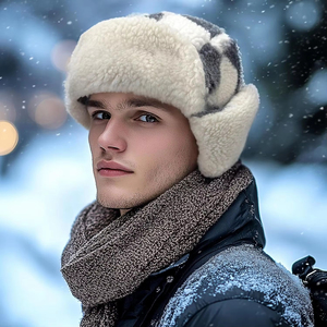 Chapeaux d'hiver chauds et coupe-vent à carreaux en sherpa <span class=keywords><strong>pour</strong></span> femmes et hommes, chapeau de trappeur, chapeau russe Ushanka, casquette d'aviateur avec protège-<span class=keywords><strong>oreilles</strong></span> - Product Image 2