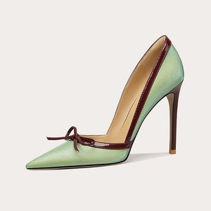 Escarpins verts décontractés et élégants pour femmes, confortables, à bout pointu, talons hauts, fermeture à enfiler, semelle extérieure en TPR, doublure - Product Image 1