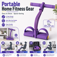 Cuerda Elástica Multifuncional de 6 Tubos con Pedal, Material Ecológico de Látex/NBR, Equipo de Fitness, Yoga, Abdominales, Ejercicios de Piernas