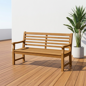 Banco de Jardín de Teca, Diseño Tradicional para Exteriores, Duradero, 2 Plazas, Apariencia Moderna, para Uso en Parques - Product Image 2