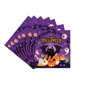 Ensemble de fête sur le thème du chat noir d'Halloween, assiettes en papier, gobelets, nappe, serviettes, décorations jetables sur le thème des dessins animés - Product Image 5