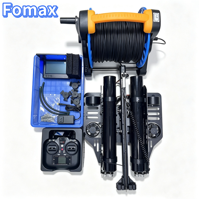 Fomax Underwater Drone with Fish Gun HD Camera Sonar Detector Portable Subsea Fishing Robot Complete Remote Control Display Kit
