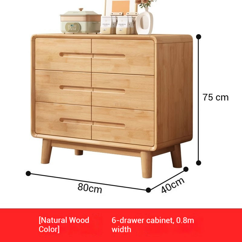 Six-drawer cabinet 0.8 meters [natural wood color