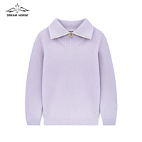 AiNear Vente en gros de logo personnalisé Design Oem & Odm Pull à manches longues col roulé fermeture éclair violet pour hommes pull en laine tricoté