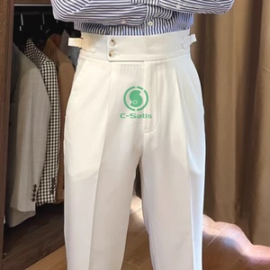 <span class=keywords><strong>Pantalon</strong></span> de travail à boucle <span class=keywords><strong>taille</strong></span> haute pour hommes <span class=keywords><strong>Pantalon</strong></span> droit ample sans fer avec bouton <span class=keywords><strong>Pantalon</strong></span> de costume pour hommes - Product Image 1