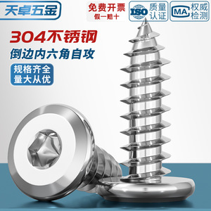 304 Stainless Steel Tapping Screws Hex Socket Head M2 M3 M4 M5 M6 M8 Metric Wood Furniture Grade A - Product Image 2