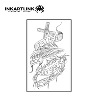Autocollant de tatouage INKARTLINK pour le corps, autocollant de tatouage en papier, croix de la Sainte Trinité, imperméable, écologique, longue durée, 15 jours, en vrac