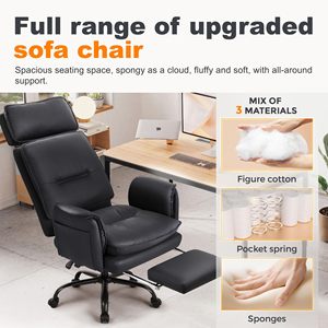 <span class=keywords><strong>Chaise</strong></span> de bureau ergonomique noire en cuir de qualité supérieure <span class=keywords><strong>pour</strong></span> PDG et cadres, idéale <span class=keywords><strong>pour</strong></span> le bureau - Offre spéciale - Product Image 4