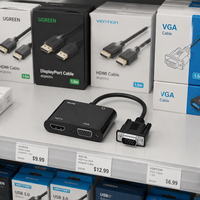 Kabel Konverter Splitter 2-in-1 VGA Male ke VGA+HDTV Female dengan Resolusi 1080P dan Daya Audio Micro USB untuk Penggunaan HDTV di Rumah