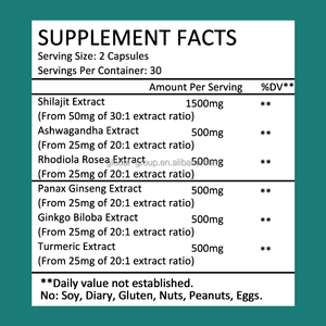 OEM shilajit bổ sung rêu biển Ashwagandha <span class=keywords><strong>Panax</strong></span> Nhân Sâm Fulvic axit viên nang rêu biển và bladderwrack viên nang - Product Image 2